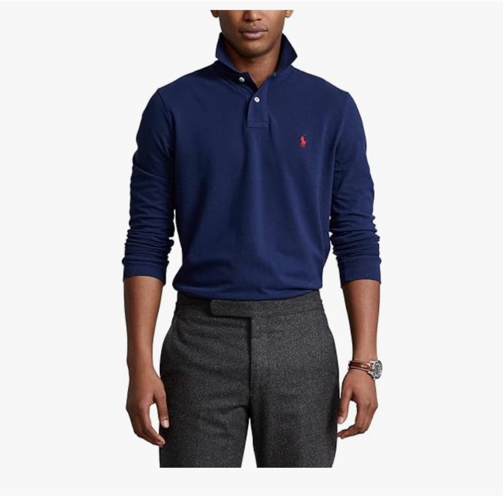 Polo by Ralph Lauren Men's Navy Long Sleeve Polo shirt Classic Fit Sz XXL